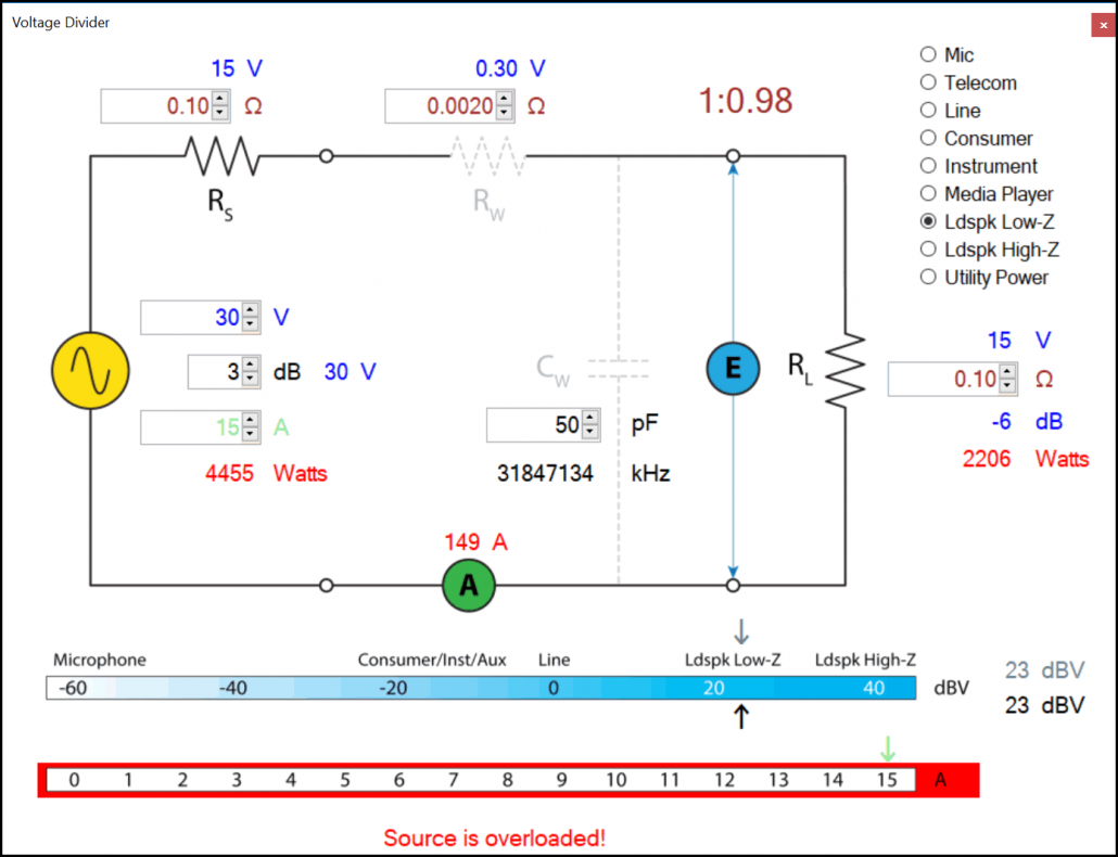 Figure 4 - A matched interface using a typical amplifier output impedance.